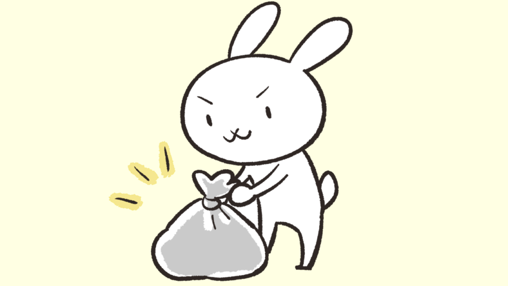 ゴミを捨てるウサギ